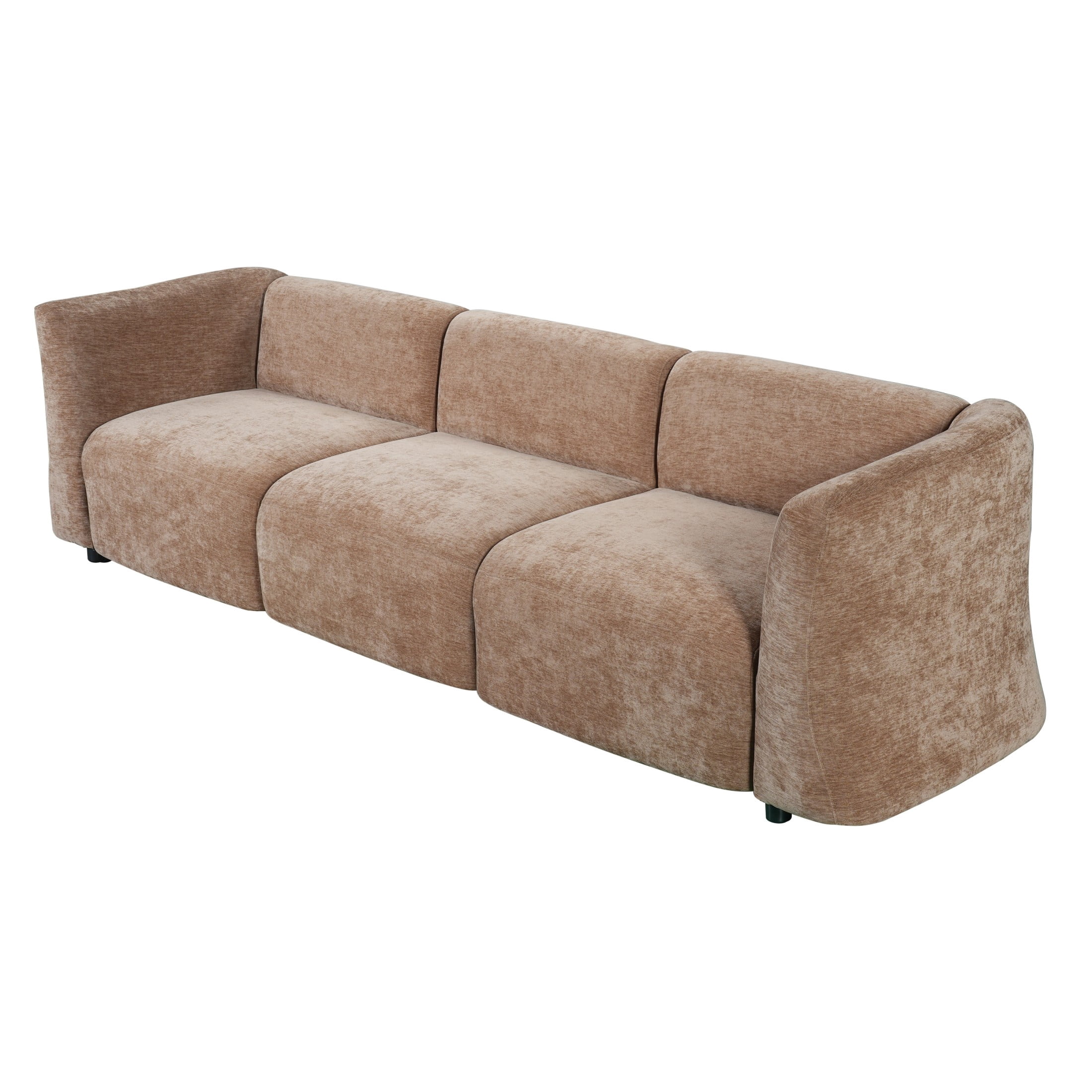 Christopher Knight Home 111" Modern Curved 3-Seater Sofa, Low Profile Upholstered Couch, Mocha
