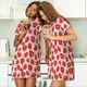 thumbnail image 4 of Fotbe Strawberries Bata de Dormir para Mujer con Estampado, Camisón de Algodón de Manga Corta, Ropa de Dormir Casual, 4 of 6