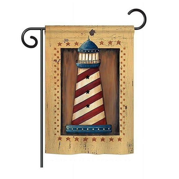 Breeze Decor BD-NA-G-107056-IP-BO-DS02-US Patriotic Lighthouse Coastal - Everyday Nautical Impressions Decorative Vertical Garden Flag - 13 x 18.5 in.