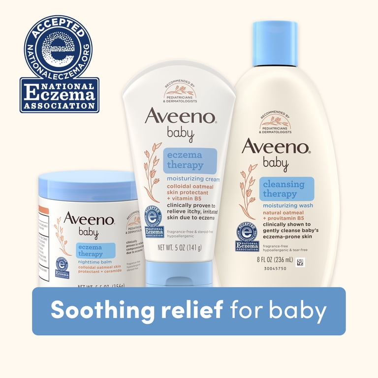 3 pack) Aveeno Baby Eczema Therapy Nighttime Body Balm, Colloidal 