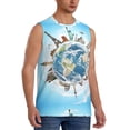 thumbnail image 2 of Fotbe Men's World Travel Print Men's Sleeveless Muscle Tank Tops Casual T-Shirts for Gym Workout Beach-3X-Large, 2 of 8