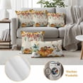 thumbnail image 6 of Thanksgiving Outdoor Waterproof Pillow Covers, Fall Orange Green Pumpkin Sunflower Leaf Decorative Square Throw Pillowcase Sofa Cushion Sham for Patio/Couch/Chair, 24"x24" 2 Pack, 6 of 8
