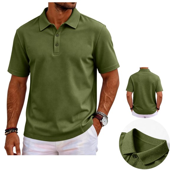 Clossjun Mens Golf Polo Shirts Quick Dry Lightweight Performance T Shirt Casual Daily Wear Summer Blouses For Work Business Back To School Army Green S
