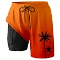 thumbnail image 2 of Men's Swim Trunks Gradient Coconut Tree Pattern Quick Dry Swim Shorts Mens Swimsuit Board Shorts With Pockets Orange S, 2 of 4