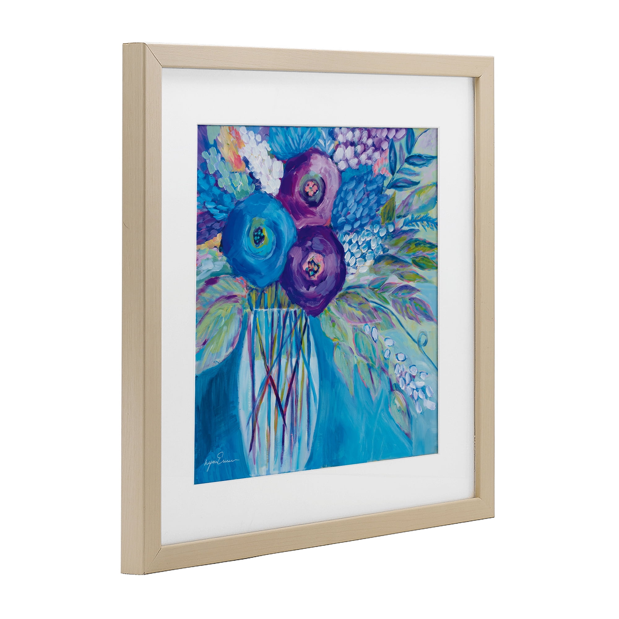 Stupell Industries True Blue Flower Bouquet Birch Framed Print Under Glass, design by Lynn Ericson Fine Art