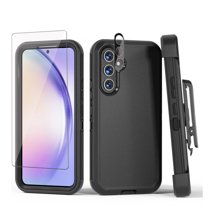 Xhy Samsung Galaxy A54 5G Case with Screen and Lens Protector and Belt Clip Holster Military Grade Heavy Duty 3 in 1 Shockproof Armor Rugged Durable for Galaxy A54 5G Phone - Black