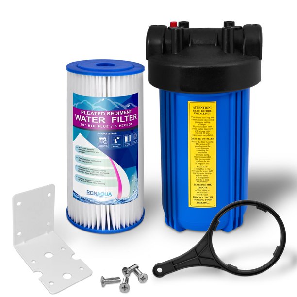 10" Big Blue Whole House Water Filter with Pleated Sediment Water