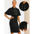 thumbnail image 2 of DARING DIVA Elegant Double Breasted Two Pieces Cape and Dress Sets S Black, 2 of 6