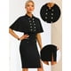 thumbnail image 2 of Vestidos de negocios Allegra K Elegantes para mujer doble botonadura dos Piezas capa y vestido Negro XS, 2 of 6