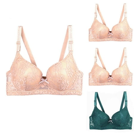 Bralettes for Women Lace Back-Smoothing Bra Feature V-Neck Nursing Bra Style W-1024 Khaki M