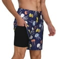 thumbnail image 3 of Haiem Colorful Jellyfish Mens Swim Trunks with Compression Liner 2 in 1 Swimming Shorts Stretch Swimwear Quick Dry,Board Shorts-Large, 3 of 9