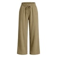 thumbnail image 5 of Likimi Pants Women High Waisted Wide Leg Elastic Waistband Solid Color Loose Fit Elegant Casual Comfort Trousers With Pockets Khaki Size S, 5 of 6