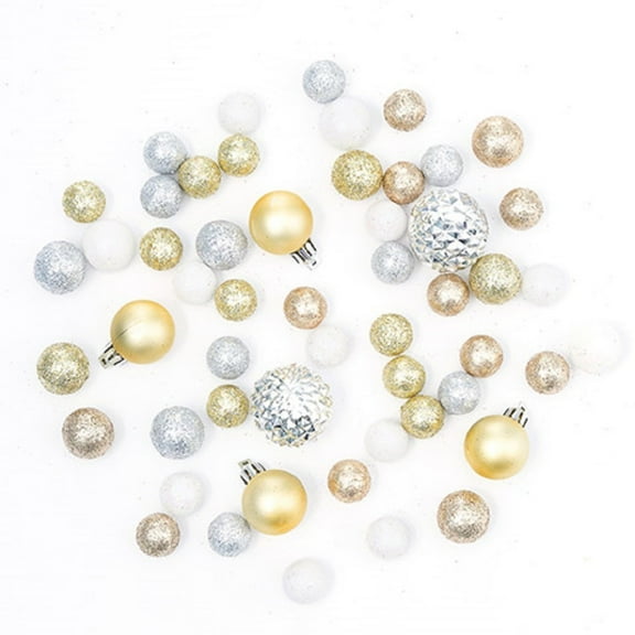 Silver and Champagne Christmas Floral Filler Balls Pack of 54 Pieces