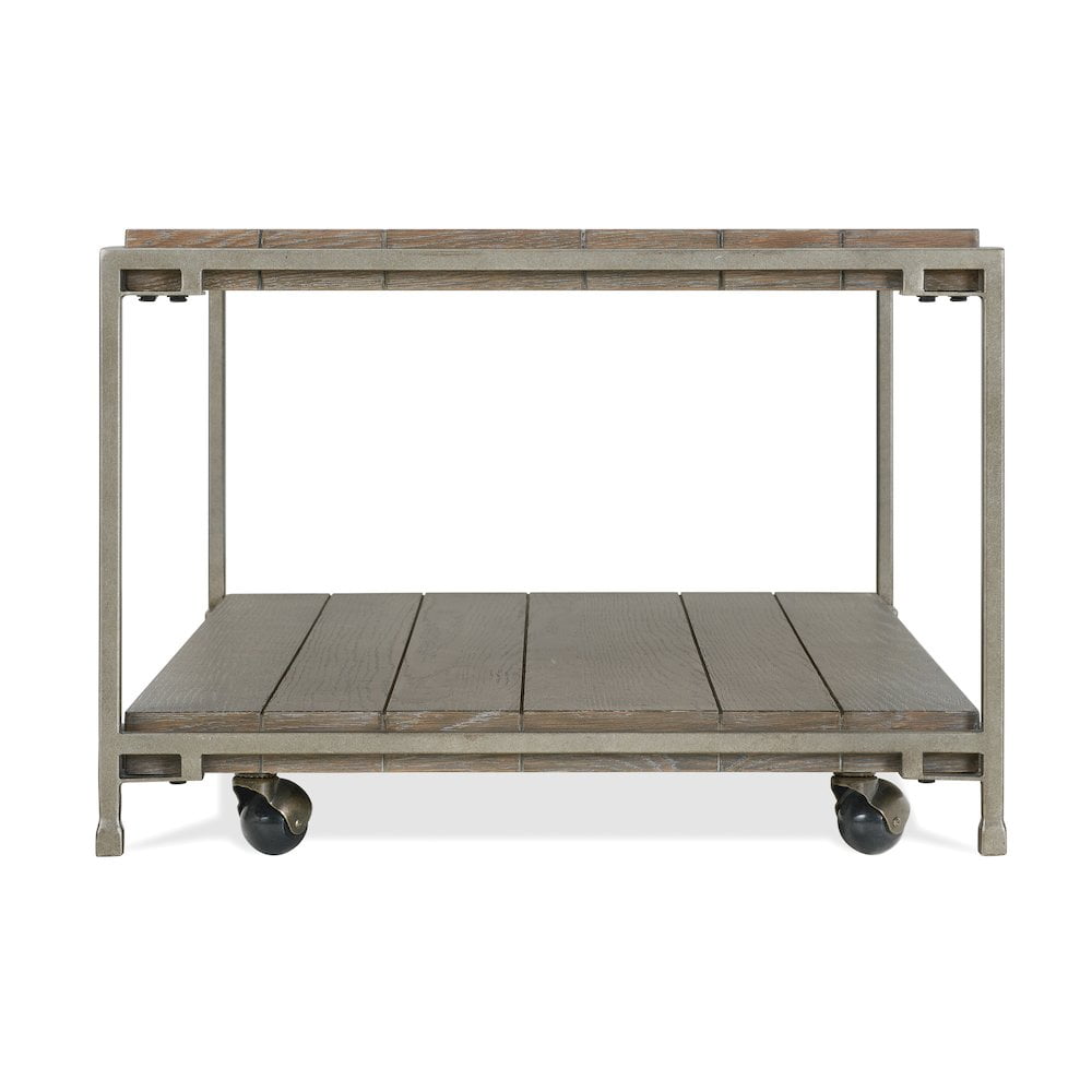 Roundhill Furniture Wood/Metal Corbeta Coffee Table with Casters in Gray