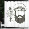 thumbnail image 4 of Ambesonne Ocean Shower Curtain, Hat and Beard Seaman, 69"Wx84"L, Brown White, 4 of 5