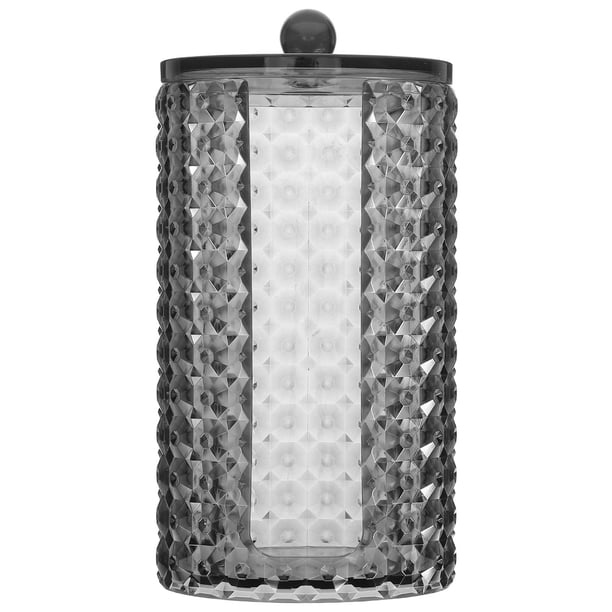 Estuche de almacenamiento acrílico para hisopos de algodón, organizador redondo de cosméticos de algodón, dispensador de discos desmaquillantes con tapa para baño o tocador.