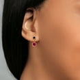 thumbnail image 4 of Gem Stone King 14k Yellow Gold Red Created Ruby and Black Diamond Two Stone Dangle Earrings for Women (2.20 Cttw, Gemstone July Birthstone, Round 6MM, Round 3MM), 4 of 4
