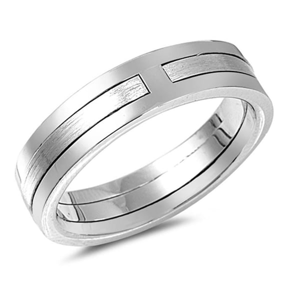 Puzzle Fidget Brushed Wedding Ring ( Sizes 5 6 7 8 9 10 11 12 ) New .925 Sterling Silver Wide Band Rings (Size 9)