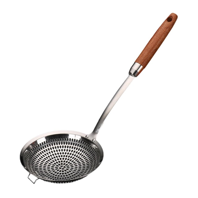 Cuchara skimmer de acero inoxidable 304, mango ergonómico multifuncional, colador, , colador de Pasta, cuchara para freír fideos, Pasta, Pequeño mayimx Cuchara ranurada para espumadera