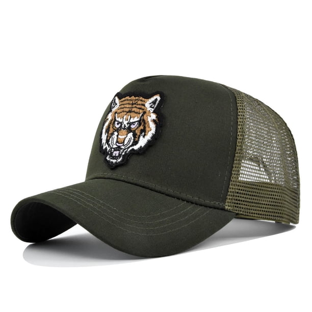 Hombres Mujeres Gorras De Béisbol Bordado Tigre Estilo Pareja Curva Ala Malla Camión Conductor Gorra Negro Verde G
