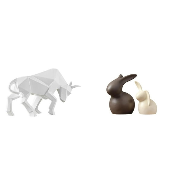 Estatua de toro,Estatua de toro,figura decorativa para escritorio,Estatua de cerámica,Juego de estatuas de cerámica para decoración de mesa en el hogar u oficina,Figuras decorativas para