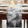 thumbnail image 3 of Table Runners 70 Inches Long Dress Scarves, Black Grey Mountain Farmhouse Coffee/Dining/Kitchen Table Decor, Holiday Table Runner, Misty Forest Nature Woodland Pine Tree Landscape 13x70 Inch, 3 of 9