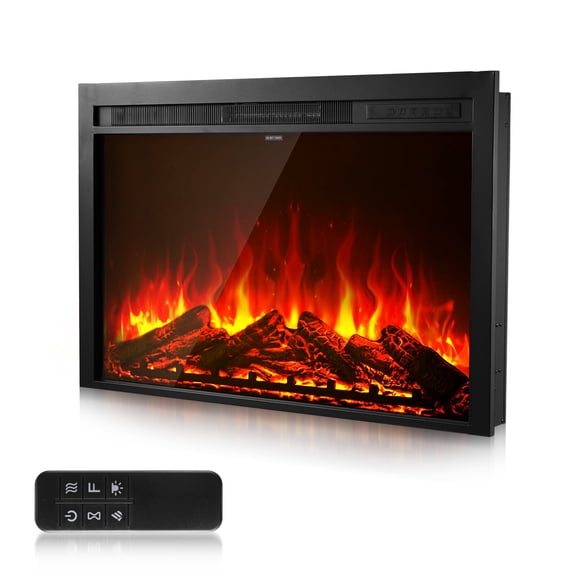VEVOR Electric Fireplace Insert, 40 inch Recessed and Wall Mounted with Adjustable Flame Color Brightness & 8h Timer & Remote Control, Indoor Heater w/ 750W/1500W Dual Heating Modes, 5000BTU Black