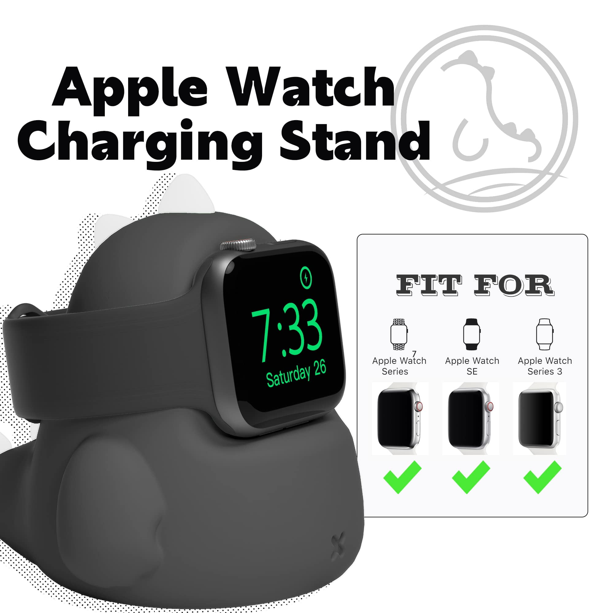 Diannasun Charger Stand Compatible With Apple Watch Series 7 6 Se 5 4 3 2 1 45mm 44mm 42mm 41mm 40mm 38mm dinosaur Iwatch Charging Dock support