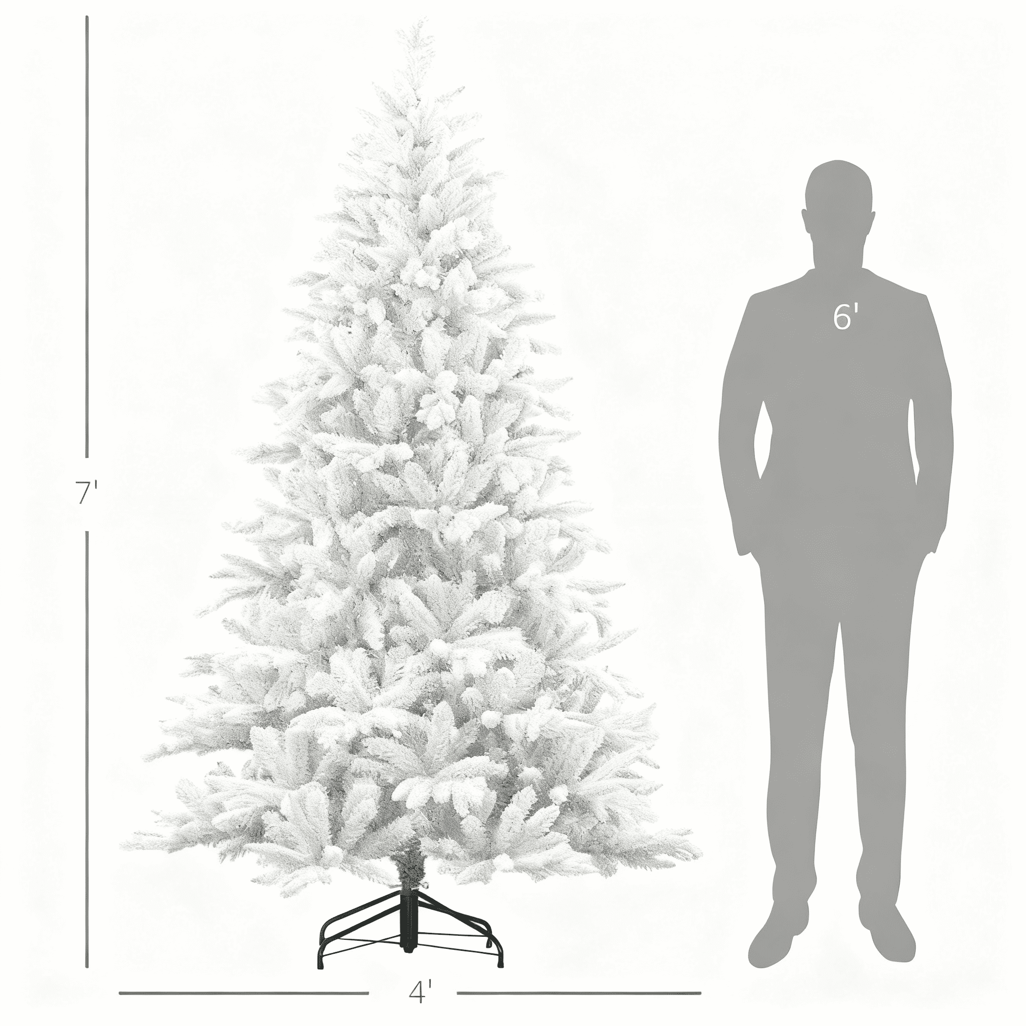 7ft Snow Flocked Full Christmas Tree 1401 Tips Quick Setup Flame Retardant Indoor Holiday Decor