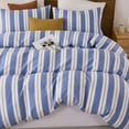 thumbnail image 6 of Rainbow Striped Duvet Cover Set Queen Size, 100% Cotton Bedding Set with Zipper Closure & 8 Corner Ties, Luxury Linen Like Bedding, Soft Breathable Comforter Cover for All Seasons, 6 of 12