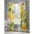 thumbnail image 2 of Summer Watercolor Sheer Curtains 108 inches Long 2 Panels Set Yellow Lemon with Leaves Tiers Sheers Rod Pocket Small Window Short Curtains for Kitchen Cafe, Each 52" W x 108" L, 2 of 7