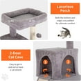 thumbnail image 3 of Dkelincs 36 inch Cat Tree Tower with Scratching Post & Dual Condos, Multi-Level Cat Furniture Condo Kittens House with Ramp, Perch & Hanging Ball, Ashy, 3 of 7