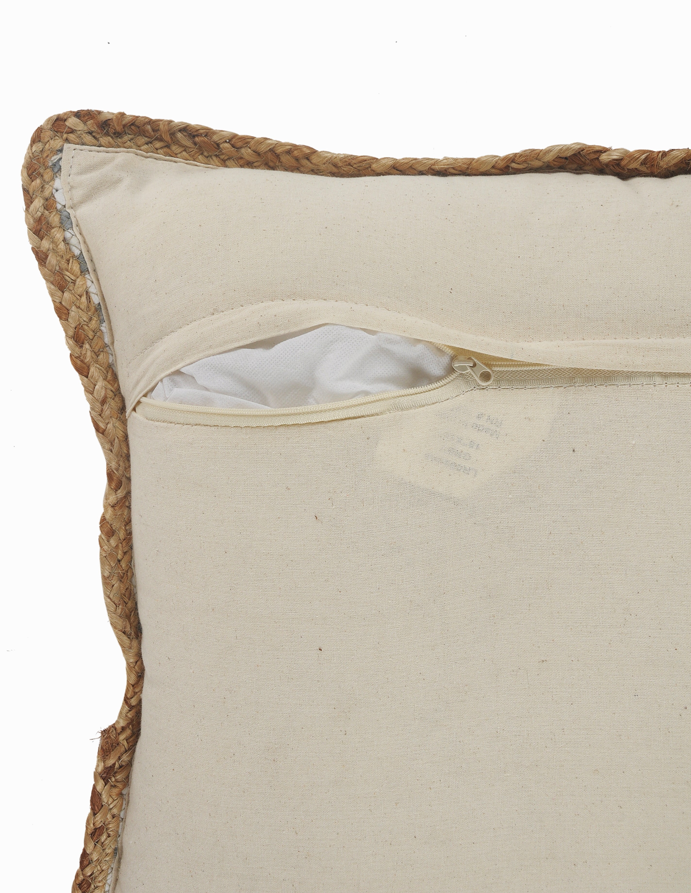 LR Home Ringo Set of 2 Gray/White 18" x 18" Jute Bordered Striped Cotton Blend Adult Decorative Throw Pillow Set
