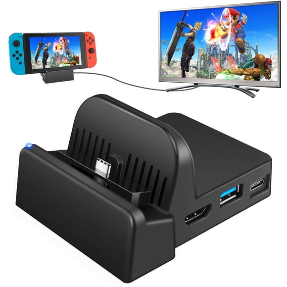 Portable Charging Stand for Switch Controller Compact Switch to HDMI Adapter,Mini Switch Docking Station with Extra USB 3.0 Port, Replacement Charging Dock