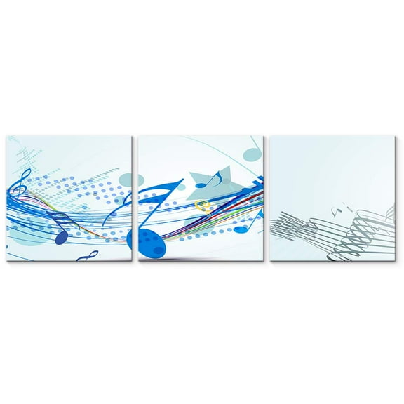 wall26 3 Panel Canvas Wall Art Music Note Pictures Home Wall Decorations for Bedroom Living Room Paintings Canvas Prints Framed - 16"x16"x3 Panels