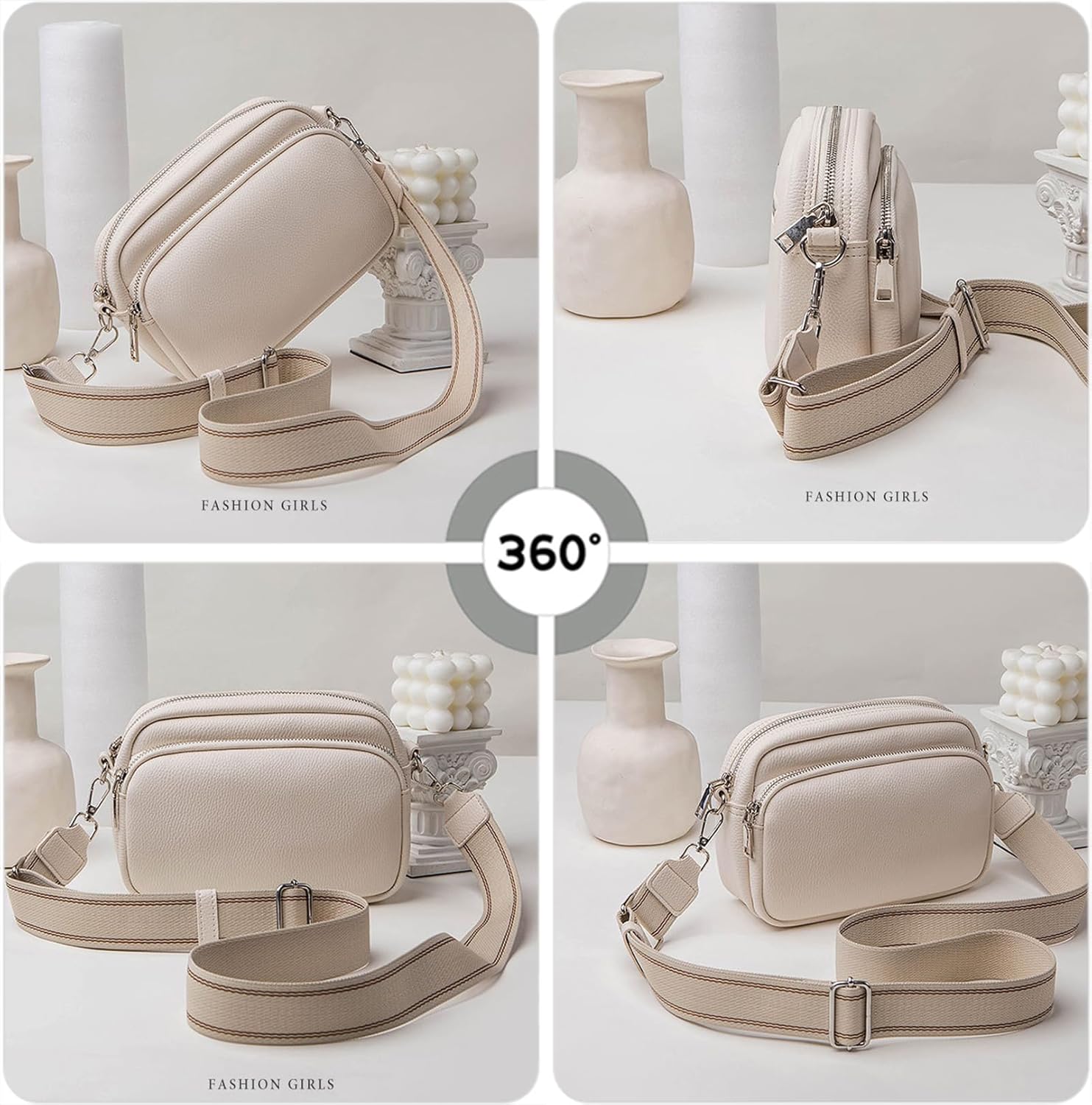 Small Shoulder Bags for Women Trendy Multi Pockets Cross Body Handbag Satchel Camera Bag Purse with Adjustable Strap