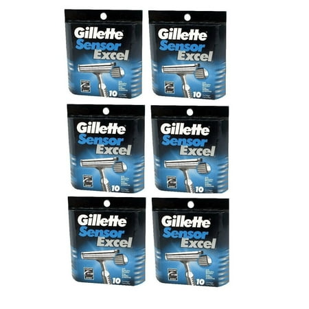 Gillette Sensor Excel Refill Blade Cartridges, 10 Ct. (Pack of 6)