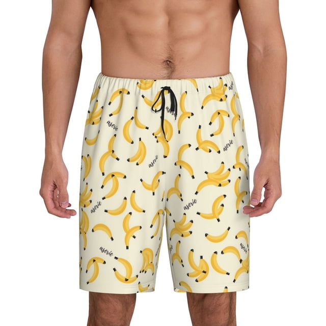 Fotbe Banana Pantalones Cortos de Pijama para Hombre, Ropa de Dormir, Pantalones de Pijama Cortos para Hombre-Medium