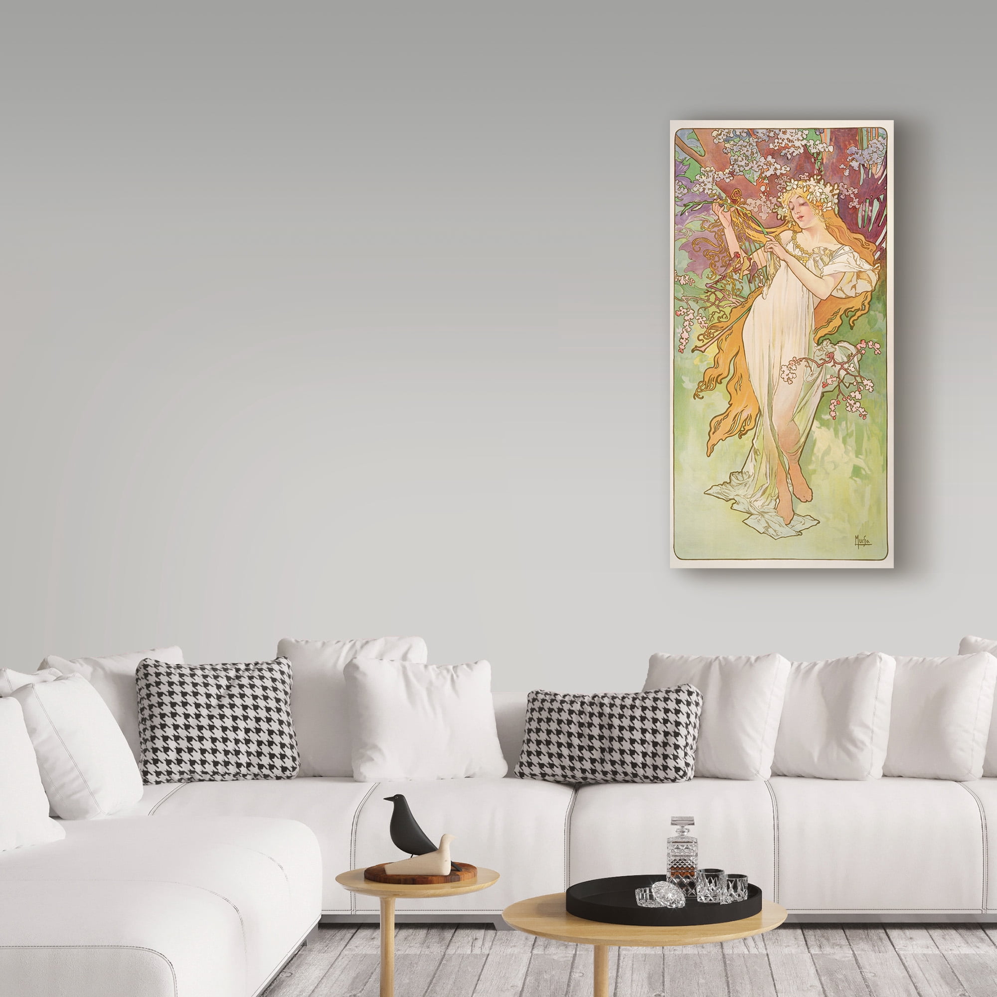 Trademark Fine Art 'The Seasons: Spring, 1896' Canvas Art by Alphonse Marie Mucha