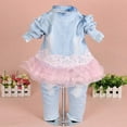 thumbnail image 2 of Peacolate Toddler Girls 3-Piece Denim Clothing Set - T-Shirt, Denim Jacket, and Jeans, Pink, 6-12M, 2 of 8