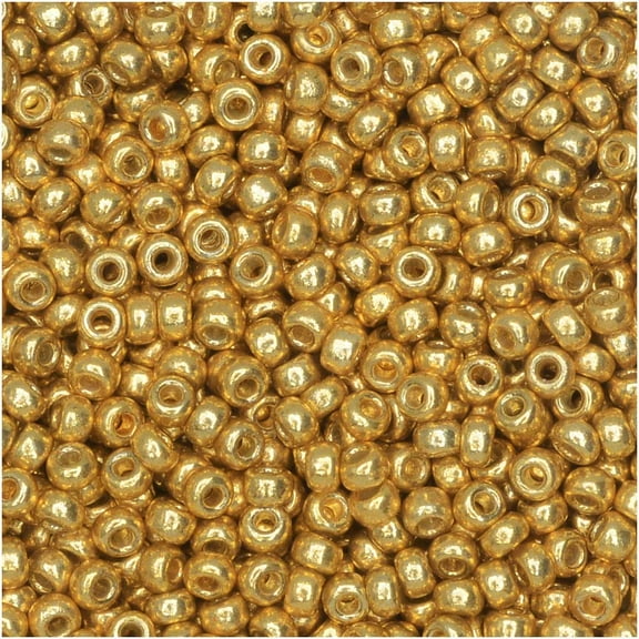 Miyuki Round Seed Beads, 11/0 Size, 8.5 Gram, #4202 Duracoat Galvanized Gold