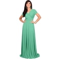 thumbnail image 4 of KOH KOH Long V-Neck Flowy Cap Short Sleeve V-Neck Bridesmaid Wedding Guest Party Formal Summer Sundress Tall Gown Maxi Dress Dresses For Women Light Emerald Green X-Large US 14-16 NT074, 4 of 7