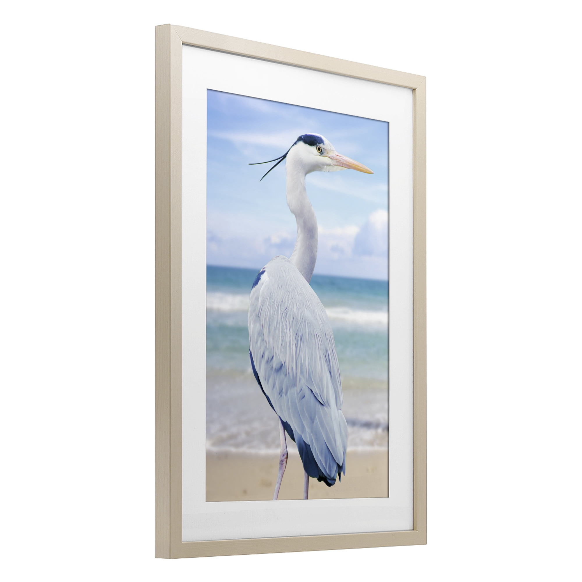 Stupell Industries Vacationing Heron by Seaside Birch Framed Print Under Glass, design by Marcus Prime