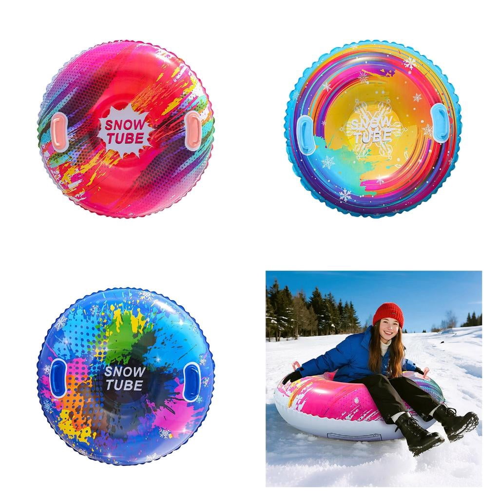 Osdhezcn Inflatable Snow Tube Sled with Handles Inflatable Ski Rings PVC Sledding Tube Protable Winter Snow Sledding Toy