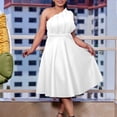 thumbnail image 2 of AURA Plus Size Women Off Shoulder High Waist Pleated A Line Midi Banquet Party Dress, 2 of 9