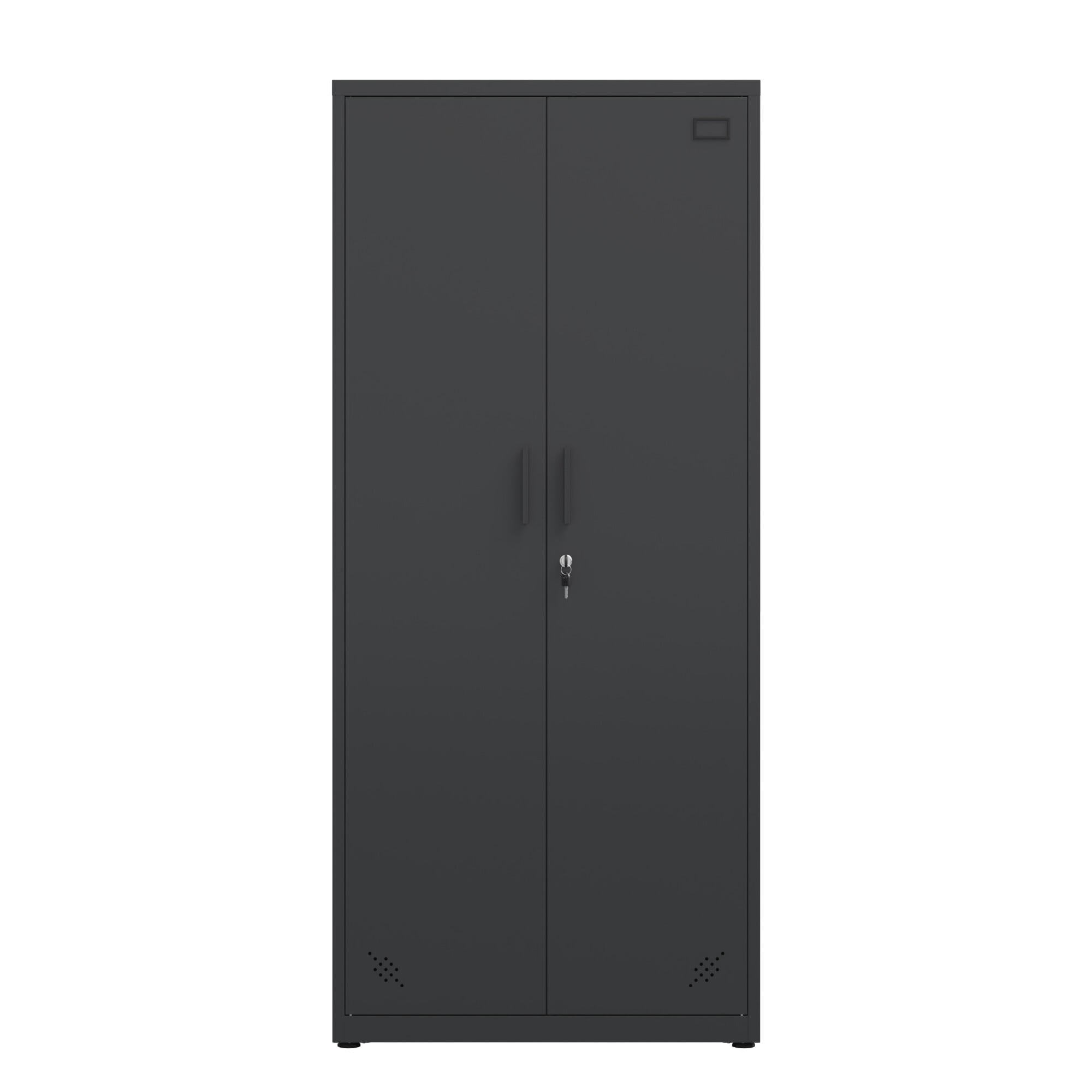 AENKYO 68.9" Heavy Duty Metal Storage Cabinet with Adjustable Shelves & Lock, Steel Locker for Home and Office, Black