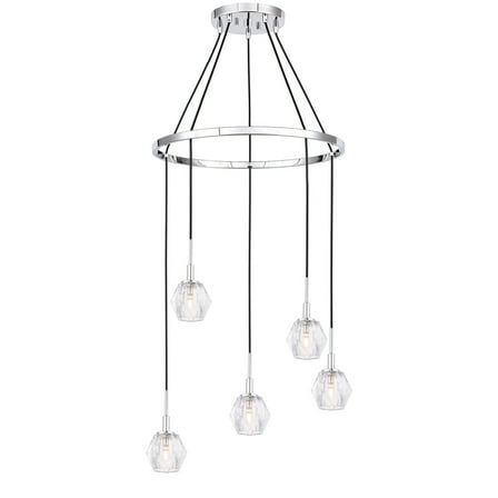 Woodbridge Lighting Candice Frosted Square Metal Chandelier in Chrome