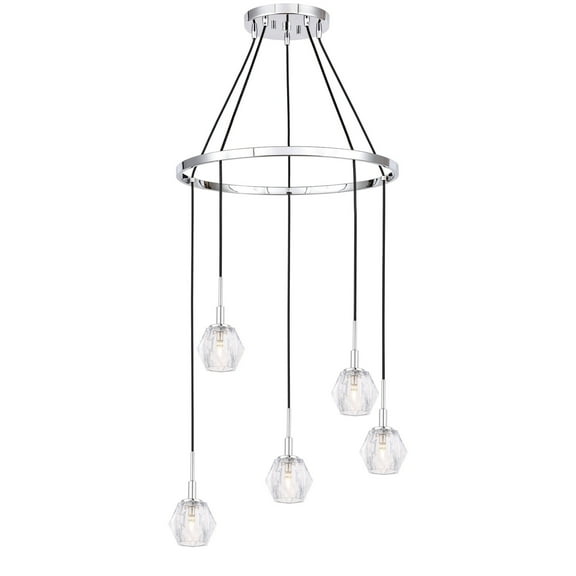 Woodbridge Lighting Candice Frosted Square Metal Chandelier in Chrome