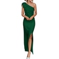 thumbnail image 1 of Vestido PRETTYGARDEN Maxi Verde con Un Hombro, Sin Mangas y Fruncido Talla L, 1 of 8