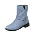 thumbnail image 2 of Wowcloth Woman's Ankle Boots, Stylish Fabric with Buckle Decorations, Comfortable Platform Chunky Heel for Autumn and Winter Wear, Plus Size Design, 2 of 8
